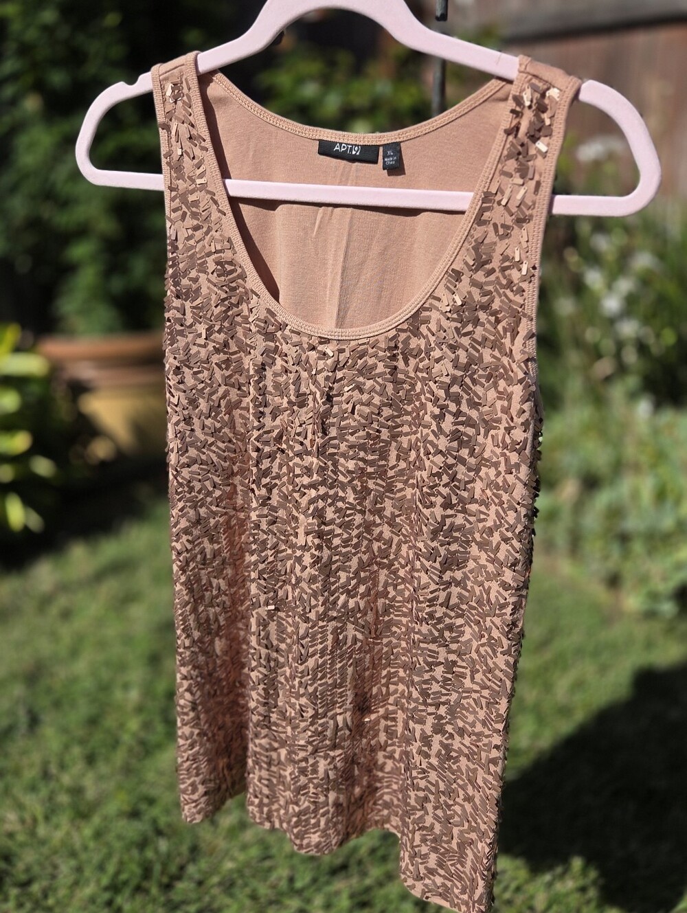 Apt. 9 Blush Tan Sequin-Embellished Tank Top